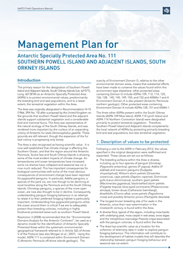 Management Plan for Antarctic Specially Protected Area No