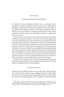 Letters from Fellow Jesuits for Almost 50 Years Athanasius Kircher Was In