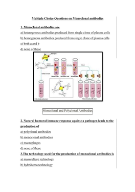 Multiple Choice Questions on Monoclonal Antibodies 1