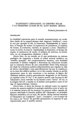 T1AHTOANI Y CIHUACOATL: LO DIESTRO SOLAR Y LO SINIESTRO LUNAR EN EL ALTO MANDO MEXICA