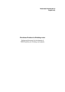 Petroleum Products in Drinking-Water