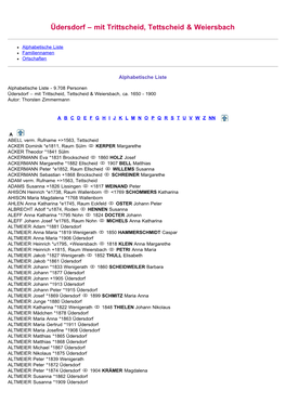 ABC-Listen Zu Familienbuch Rk. Üdersdorf Mit Tettscheid Und