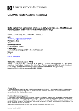 Distal Tephra from Campanian Eruptions in Early Late Holocene Fills of the Agro Pontino Graben and Fondi Basin (Southern Lazio, Italy)