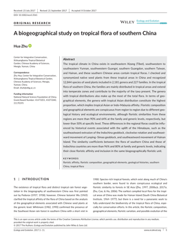 A Biogeographical Study on Tropical Flora of Southern China