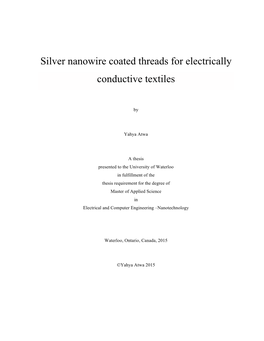 Silver Nanowire Coated Threads for Electrically Conductive Textiles