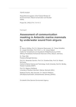 Assessement of Communication in Antarcic Marine Mammals By