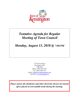 August 13, 2018 Tentative Agenda Package