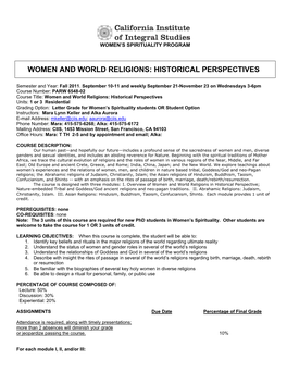 Women and World Religions: Historical Perspectives