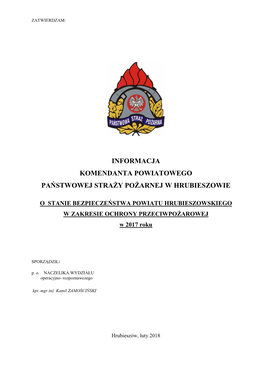 Informacja Komendanta Powiatowego Państwowej Straży Pożarnej W Hrubieszowie