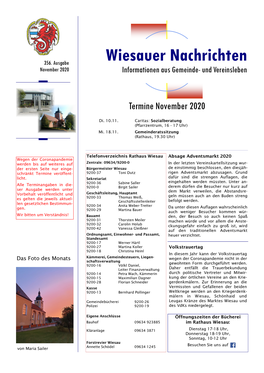 November 2020 Informationen Aus Gemeinde- Und Vereinsleben