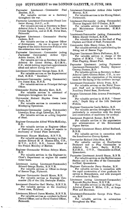 7510 SUPPLEMENT to the LONDON GAZETTE, Jl JUNE, 1919