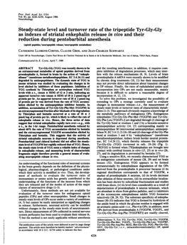 Steady-State Level and Turnover Rate of the Tripeptide Tyr-Gly-Gly As