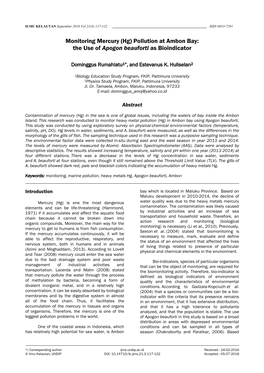 Monitoring Mercury (Hg) Pollution at Ambon Bay: the Use of Apogon Beauforti As Bioindicator