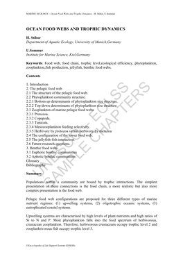Ocean Food Webs and Trophic Dynamics - H