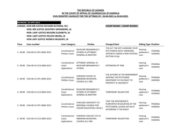 THE REPUBLIC of UGANDA in the COURT of APPEAL of UGANDA(COA) at KAMPALA CIVIL REGISTRY CAUSELIST for the SITTINGS of : 26-04-2021 to 30-04-2021