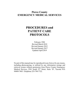 PROCEDURES and PATIENT CARE PROTOCOLS