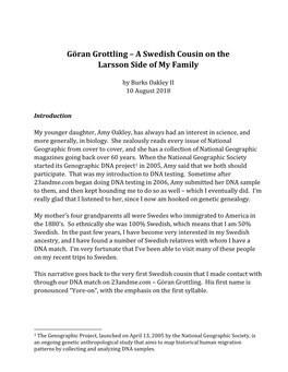 Göran Grottling – a Swedish Cousin on the Larsson Side of My Family