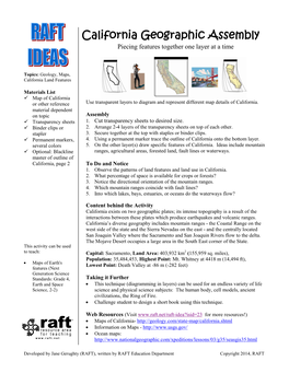 California Geographic Assembly Piecing Features Together One Layer at a Time
