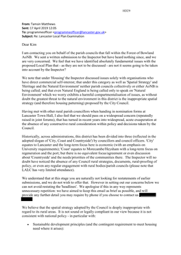 Dear Kim I Am Contacting You on Behalf of the Parish Councils That Fall Within the Forest of Bowland Aonb. We Sent a Written Su