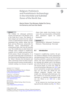 Belgium: Prehistoric and Protohistoric Archaeology 9 in the Intertidal and Subtidal Zones of the North Sea