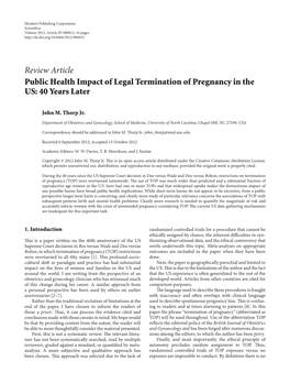 Public Health Impact of Legal Termination of Pregnancy in the US: 40 Years Later