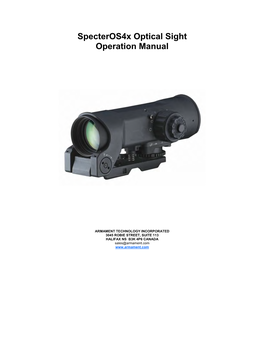 Specteros4x Optical Sight Operation Manual