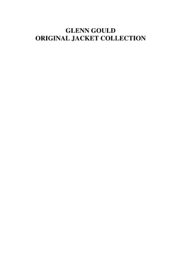 Glenn Gould Original Jacket Collection