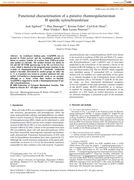 Functional Characterisation of a Putative Rhamnogalacturonan II Speciﬁc Xylosyltransferase