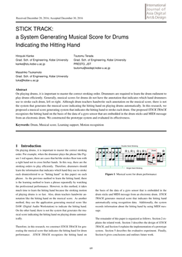 A System Generating Musical Score for Drums Indicating the Hitting Hand