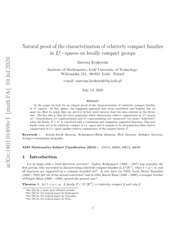 Natural Proof of the Characterization of Relatively Compact Families in Lp