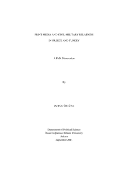 Print Media and Civil-Military Relations in Greece and Turkey