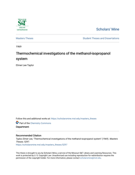 Thermochemical Investigations of the Methanol-Isopropanol System