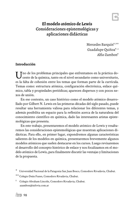 El Modelo Atómico De Lewis Consideraciones Epistemológicas Y Aplicaciones Didácticas