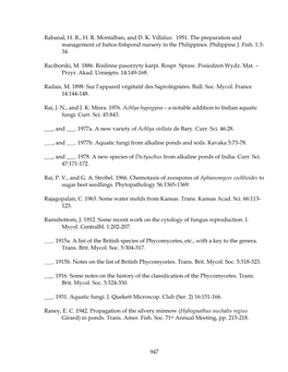 947 Rabanal, H. R., H. R. Montalban, and D. K. Villaluz. 1951. The