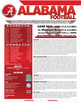 2010 Alabama Football Notes (Mississippi State)