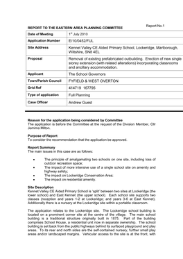 E/10/0452/FUL Kennet Valley CE Aided Primary School, Lockeridge