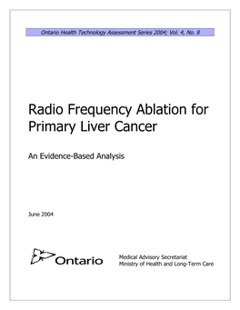 Radio Frequency Ablation for Primary Liver Cancer