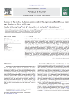 Orexins in the Midline Thalamus Are Involved in the Expression of Conditioned Place Aversion to Morphine Withdrawal