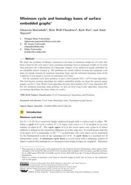 Minimum Cycle and Homology Bases of Surface Embedded Graphs∗