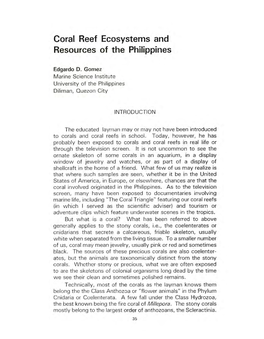 Coral Reef Ecosystems and Resources of the Philippines