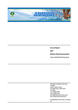 Annual Report 2007 Masters Swimming Australia Www