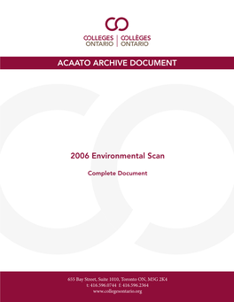 ACAATO ARCHIVE DOCUMENT 2006 Environmental Scan