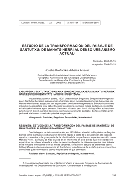 Estudio De La Transformación Del Paisaje De Santutxu: De Mahats-Herri Al Denso Urbanismo Actual1