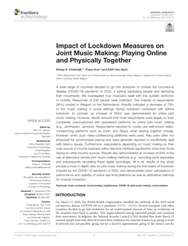 Impact of Lockdown Measures on Joint Music Making: Playing Online and Physically Together