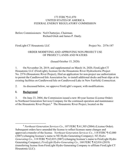 173 FERC ¶ 61,070 UNITED STATES of AMERICA FEDERAL ENERGY REGULATORY COMMISSION Before Commissioners: Neil Chatterjee, Chairma