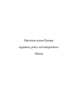 Television Across Europe: Regulation, Policy and Independence