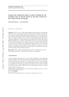 Arxiv:1412.7269V2 [Q-Fin.TR] 19 Mar 2015 Keywords Processes