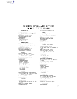 Foreign Diplomatic Offices in the United States