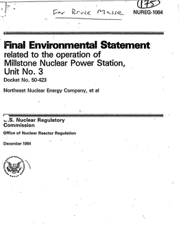 Sections from the Final Environmental Statement Related to the Operation