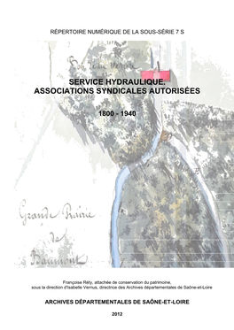 Service Hydraulique. Associations Syndical Autorisees